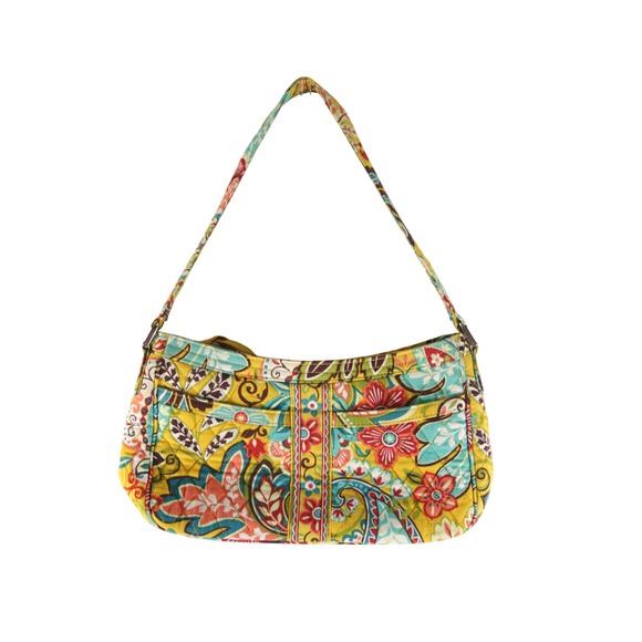 Vera Bradley Handbags - Vera Bradley Sun Valley Quilted Floral Shoulder Bag Yellow Paisley Baguette